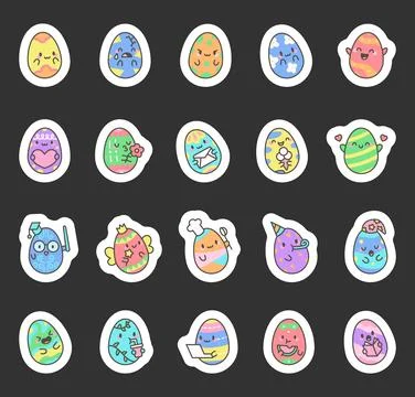 Adorable easter egg holiday set Stock Illustration