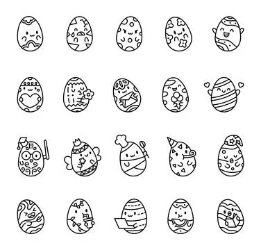 Adorable easter egg holiday set Stock Illustration