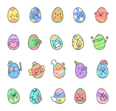 Adorable easter egg holiday set Stock Illustration