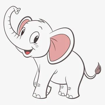 Adorable Elephant Flat Vector Illustration Stock Illustration