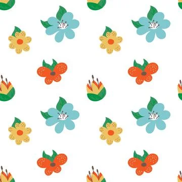 Adorable flower seamless pattern vector illustration. Endless plant backgroun Stock Illustration