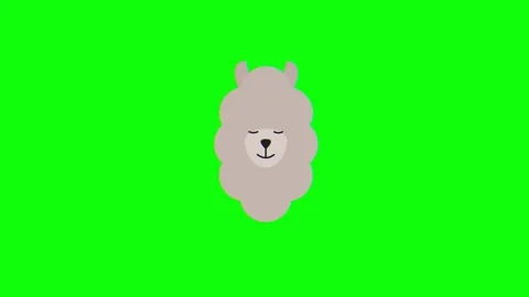Adorable Fluffy Llama Head Animation for Chroma Key 4K Video Stockbeeldmateriaal 333598982
