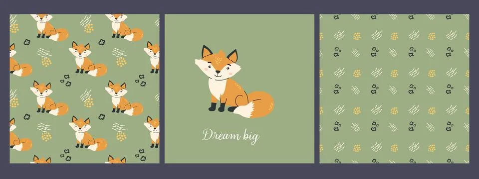 Adorable forest animal patterns featuring foxes for creative design projects Stock Illustration