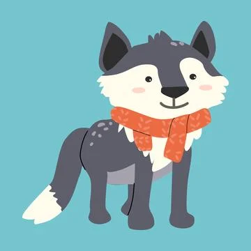 Adorable forest animals illustration featuring a cute wolf character for Stock Illustration