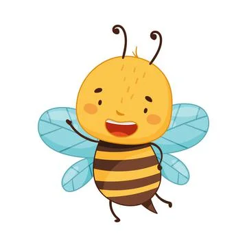 Adorable funny honey bee cartoon character vector illustration Stock Illustration