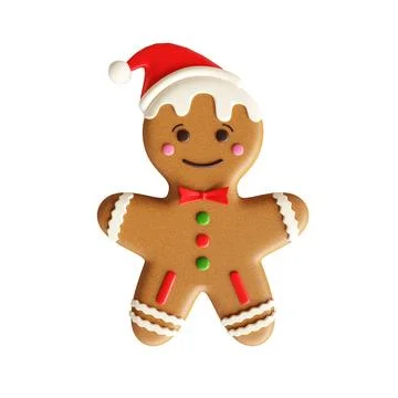 An adorable gingerbread man isolated on white background Stock Illustration