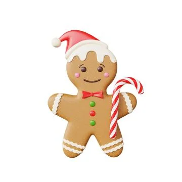 An adorable gingerbread man isolated on white background Stock Illustration