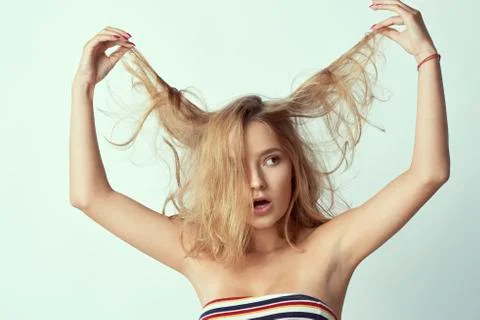 Adorable girl on empty background Stock Photos