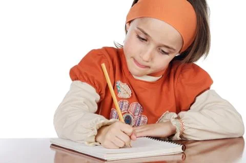 Adorable girl studying Stock Photos