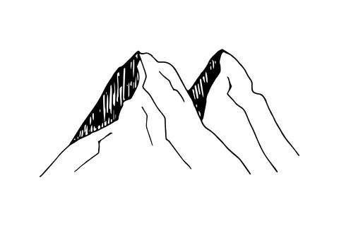 Adorable hand drawn vector mountain clip art. Isolated on white background .. Stock Illustration
