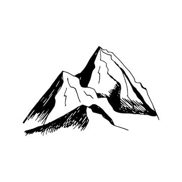 Adorable hand drawn vector mountain clip art. Isolated on white background .. Stock Illustration