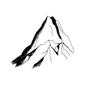 Adorable hand drawn vector mountain clip art. Isolated on white background .. Stock Illustration
