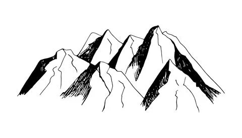 Adorable hand drawn vector mountain clip art. Isolated on white background .. Stock Illustration