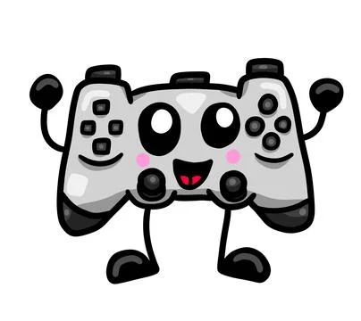 Adorable Happy Game Controller Emoticon Stock Illustration