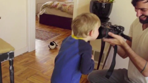 Adorable kid mugs for a camera Stock Footage 76282545