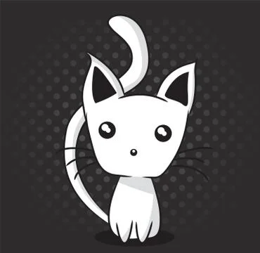 Adorable kitten on dotted background, vector illustration Stock Illustration