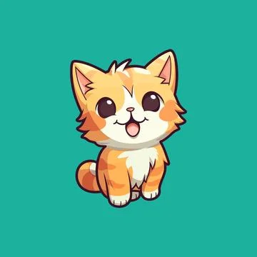 Adorable kitten kawaii comic Stock Illustration