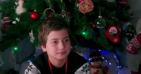 Adorable little boy getting ready for Christmas , new year Stock Footage 144583210
