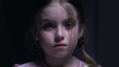 Adorable little girl crying, neglected c... | Stock Video | Pond5