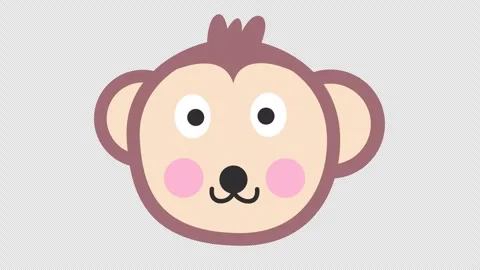 Adorable monkey face cartoon icon isolated on a transparent background Stock Footage 328892115