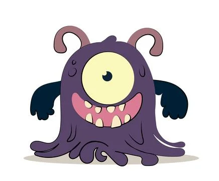 Adorable monster concept. Devil and demon, fictional creature. Halloween beast Stock Illustration