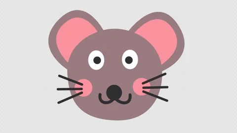 Adorable mouse face cartoon icon isolated on a transparent background. Stock Footage 328893153
