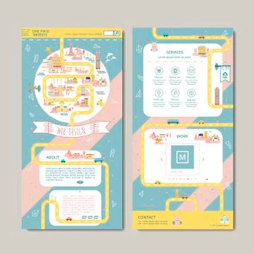 Adorable one page web design Stock Illustration