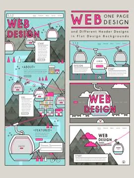 Adorable one page website design template Stock Illustration
