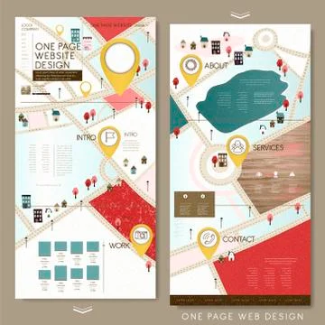 Adorable one page website design template Stock Illustration