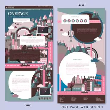 Adorable one page website template design Stock Illustration