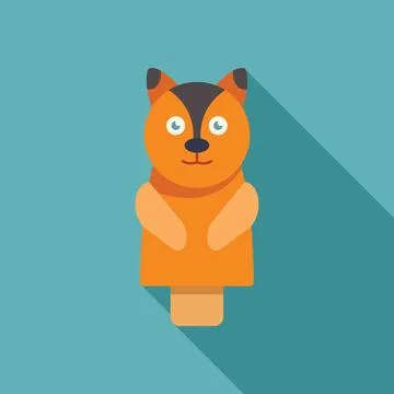 Adorable orange squirrel finger puppet posing on turquoise background Stock Illustration