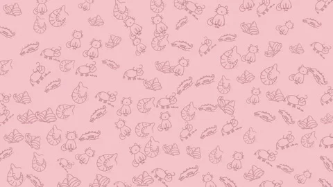Adorable outline animals falling endlessly on soft pink background loop for.. Stock Footage 333834803