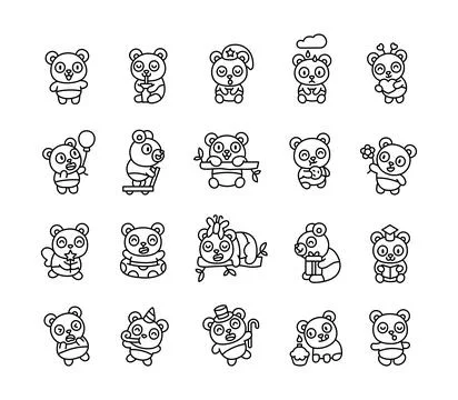Adorable panda character set featuring emotions イラスト素材