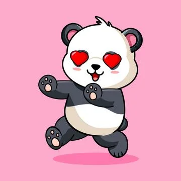 Adorable Panda Chasing Crush Vector Illustration Stock Illustration