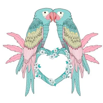 Adorable parrots Stock Illustration