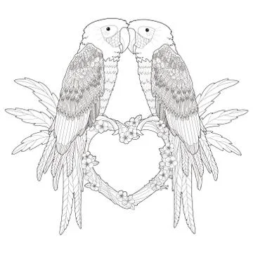 Adorable parrots Stock Illustration