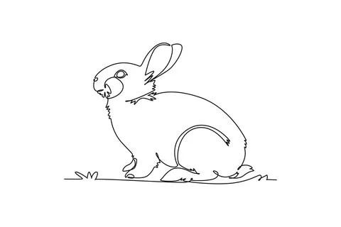 Adorable pet rabbit crouching softly on the ground, highlighting cute ears Stock Illustration