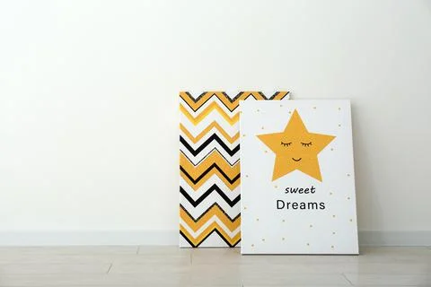 Adorable pictures of zigzag pattern and star with words SWEET DREAMS on floor Stock Photos