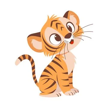 Adorable playful tiger, funny vector illustration Stock Illustration
