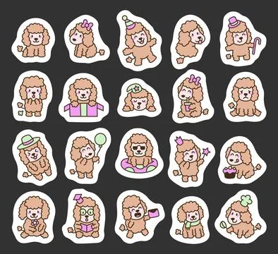 Adorable poodle character set Stock Illustration
