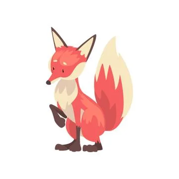 Adorable Red Fox Cub Character Cartoon Vector Illustration Stock Illustration