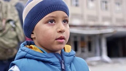 Adorable Refugee Boy Stock Footage 78737897