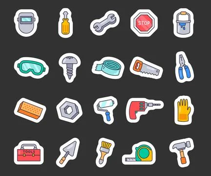 Adorable set of cute outline object clipart Stock Illustration