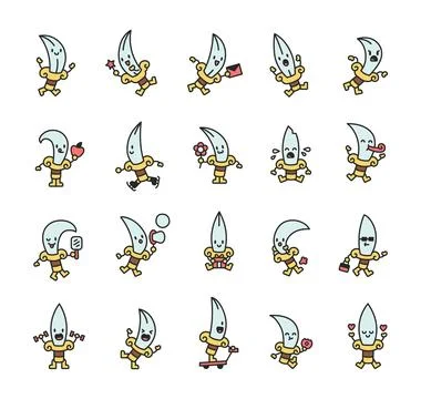 Adorable set of dagger knife characters Stock Illustration