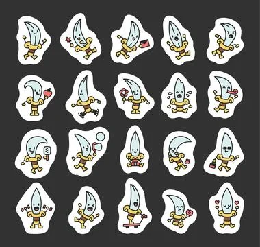 Adorable set of dagger knife characters Stock Illustration