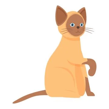 Adorable siamese cat sitting and raising paw in playful pose Stock Illustration