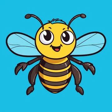 Adorable simple flying bee Stock Illustration