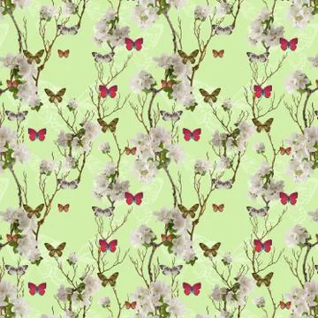 Adorable springtime seamless pattern apple blossom Stock Photos