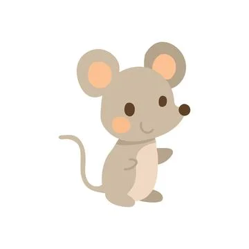 Adorable standing mouse with round ears and tiny paws in a cute childish style Stock Illustration