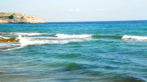 Adorable Summer Day on The Beach with Waves Splashing Stock Footage 59913591